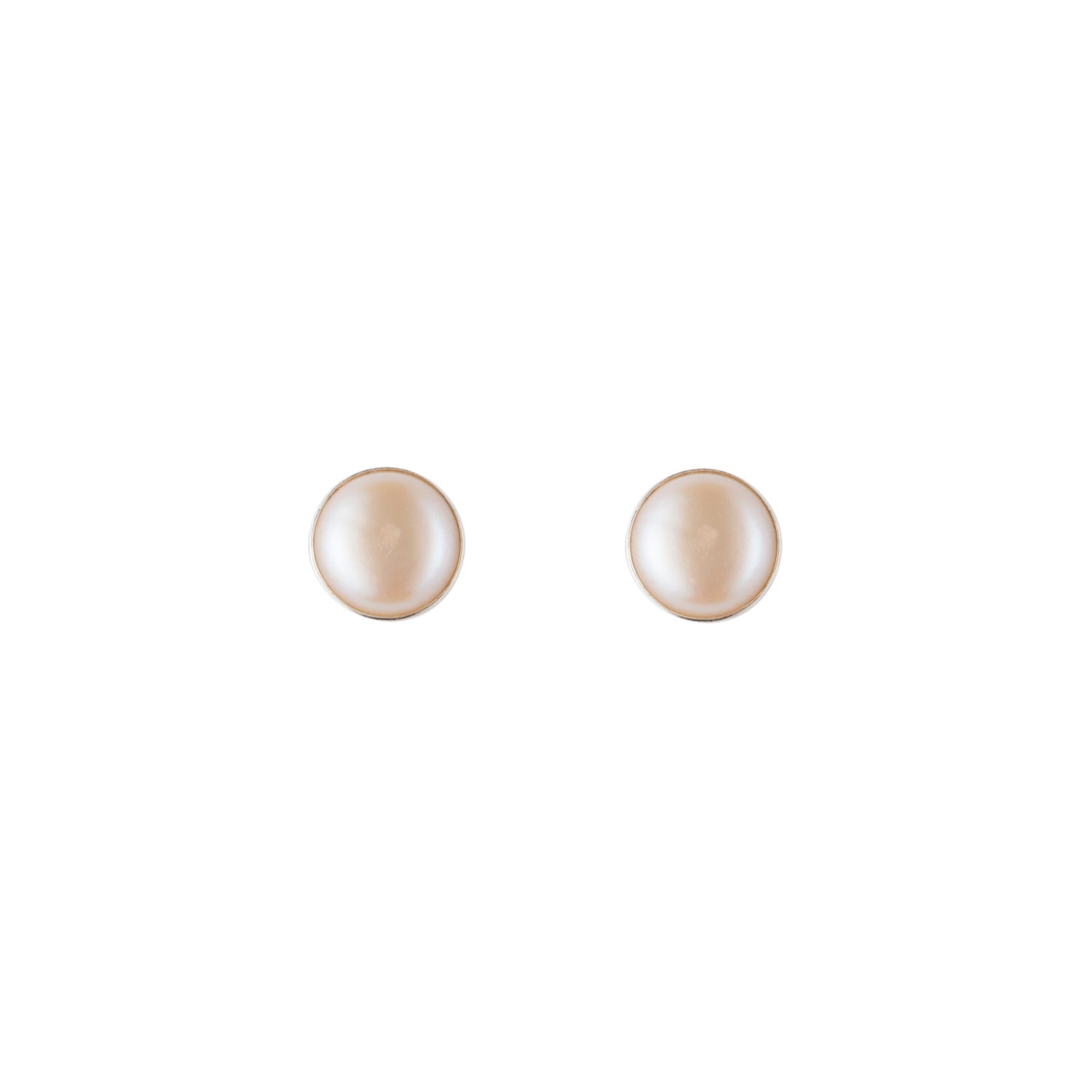 PEARL STUD EARRINGS - Sterling - Tarnished (needs to be polished)
