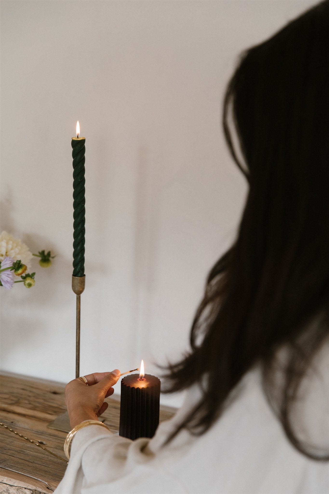 Forest Green - Beeswax Spiral Taper Candles