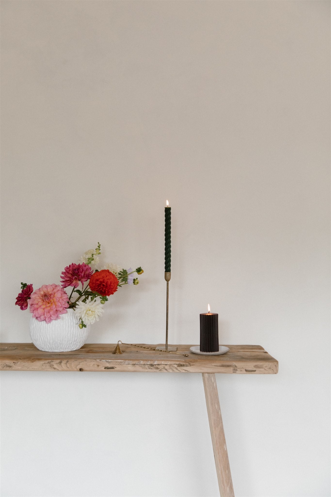 Oxblood - Beeswax Fluted Pillar Candle