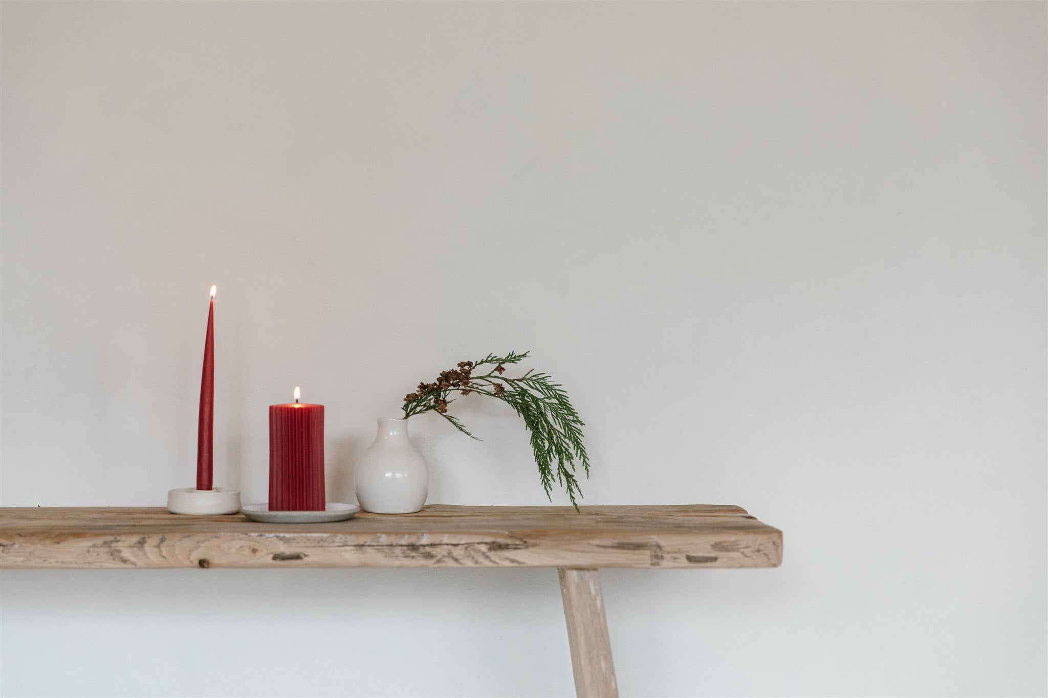 Cranberry - Beeswax Fluted Pillar Candle