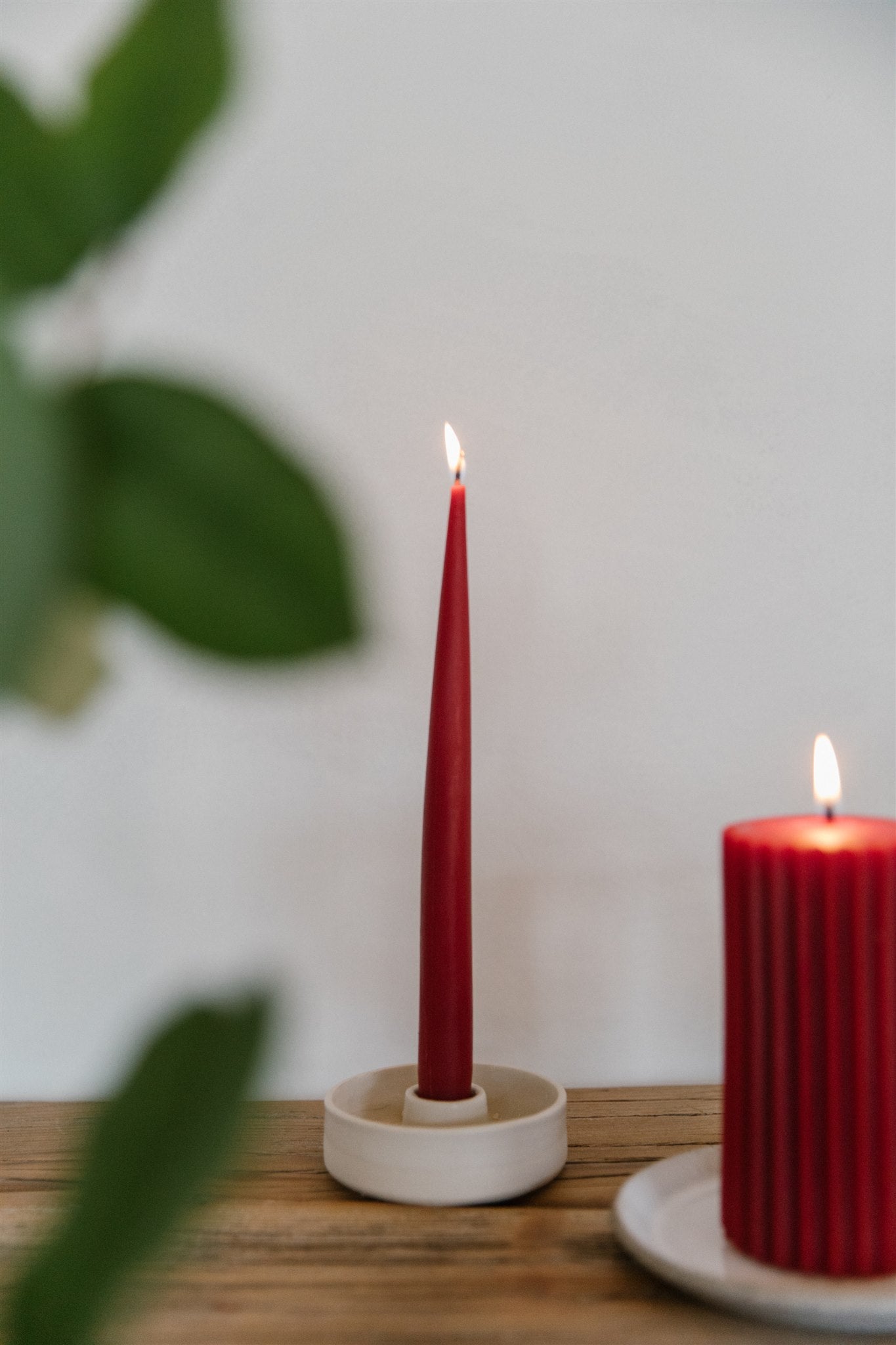 Cranberry - Beeswax Fluted Pillar Candle