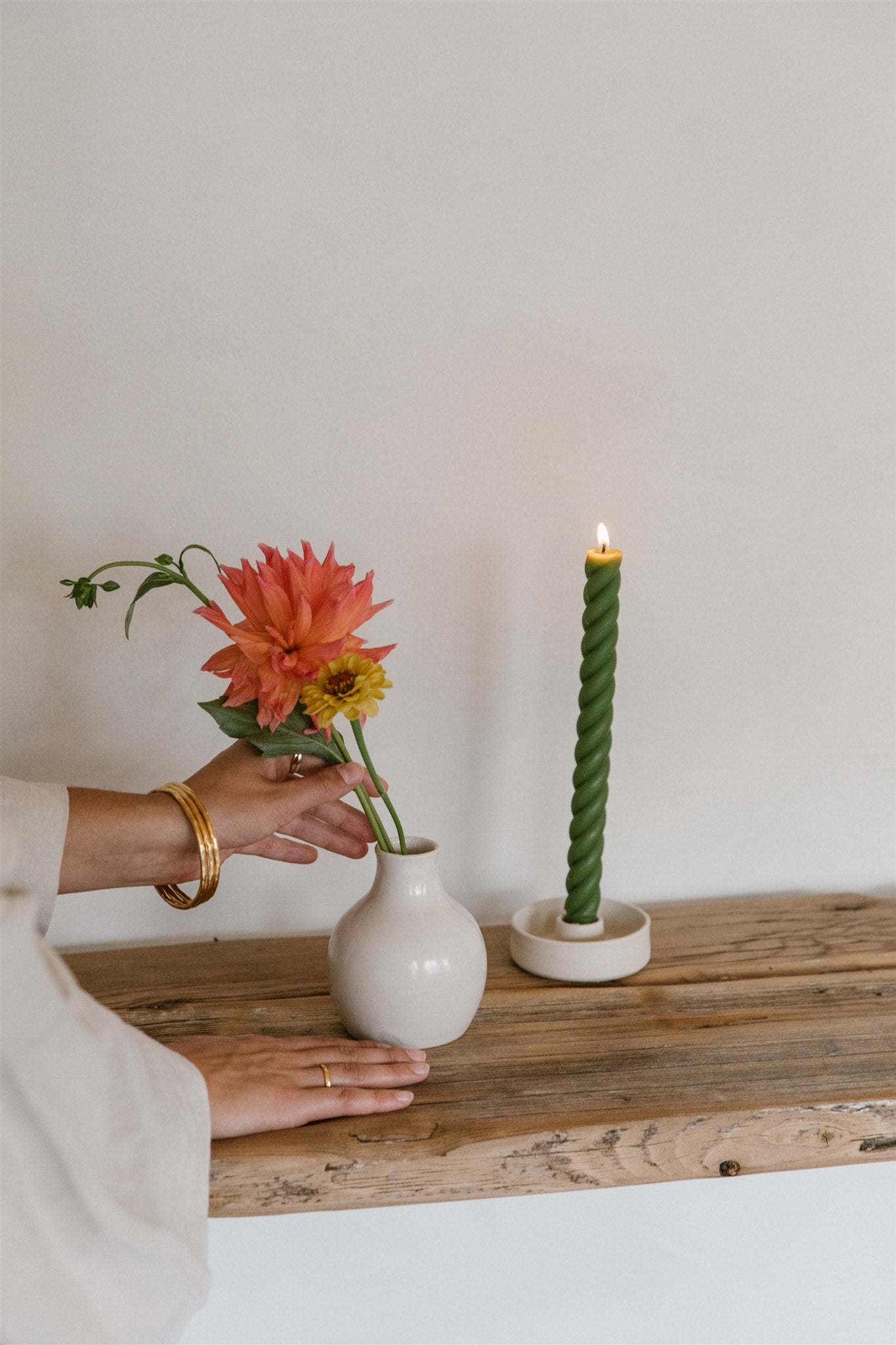 Sage Green - Beeswax Spiral Taper Candles