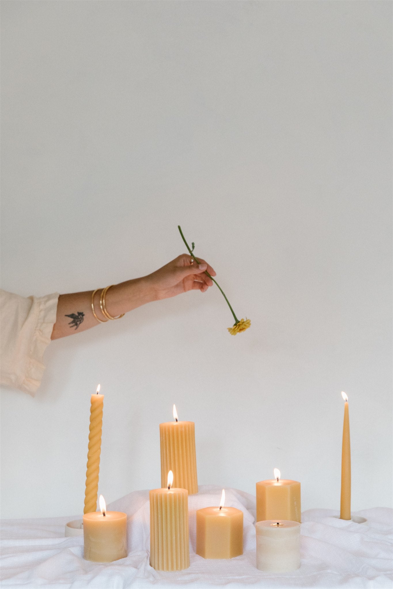 Natural - Beeswax Taper Candles