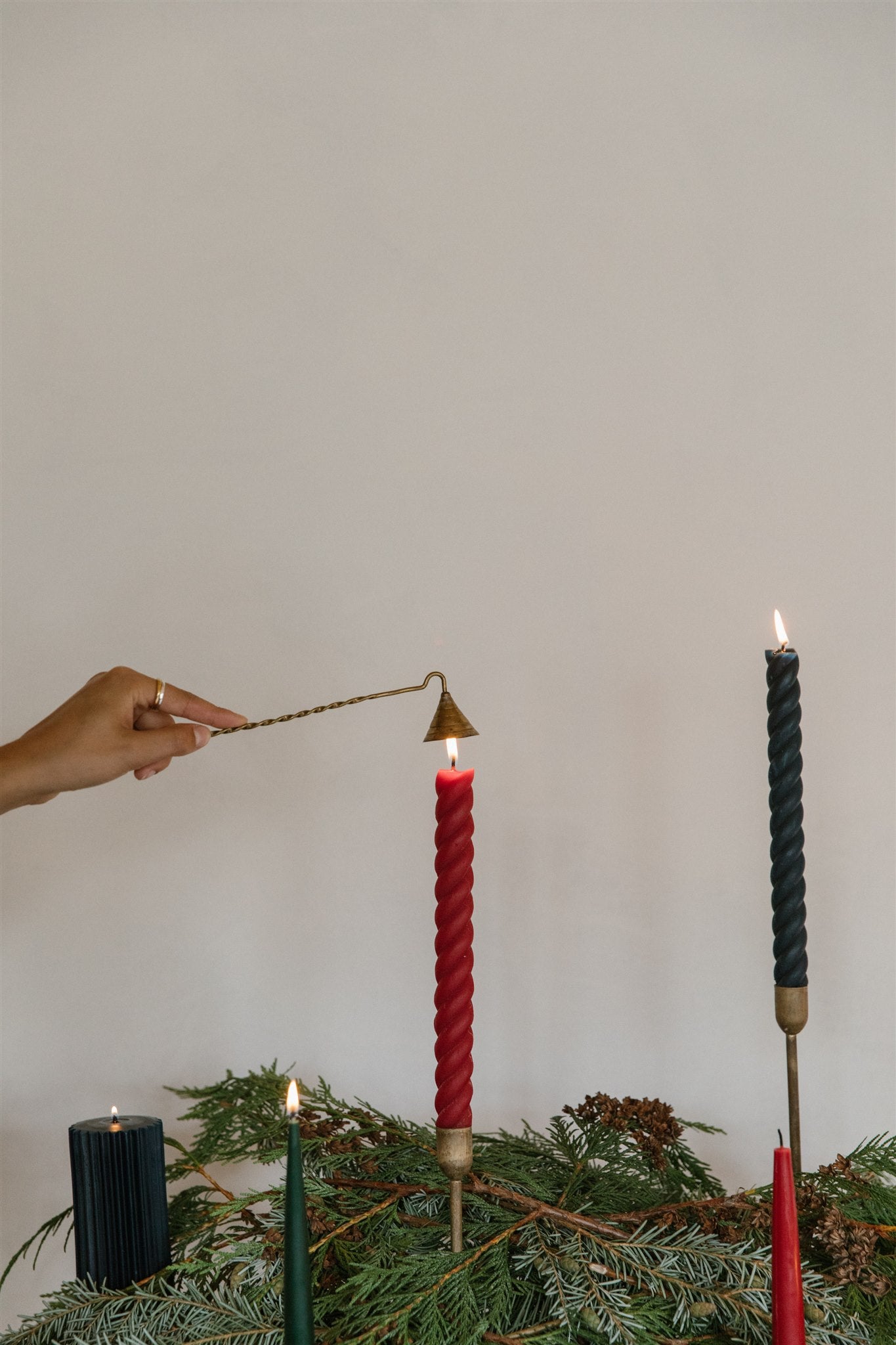 Forest Green - Beeswax Spiral Taper Candles