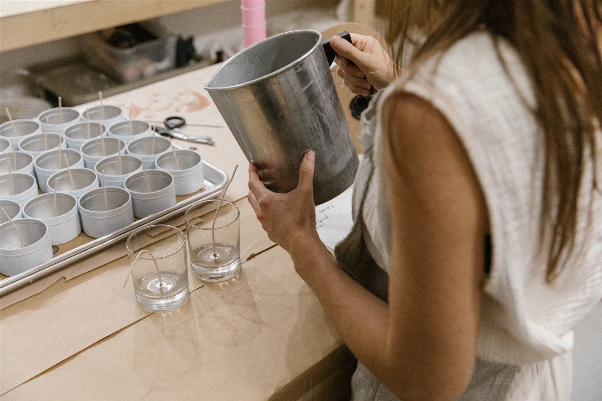Pouring candles in the Crowfoot Collective studio