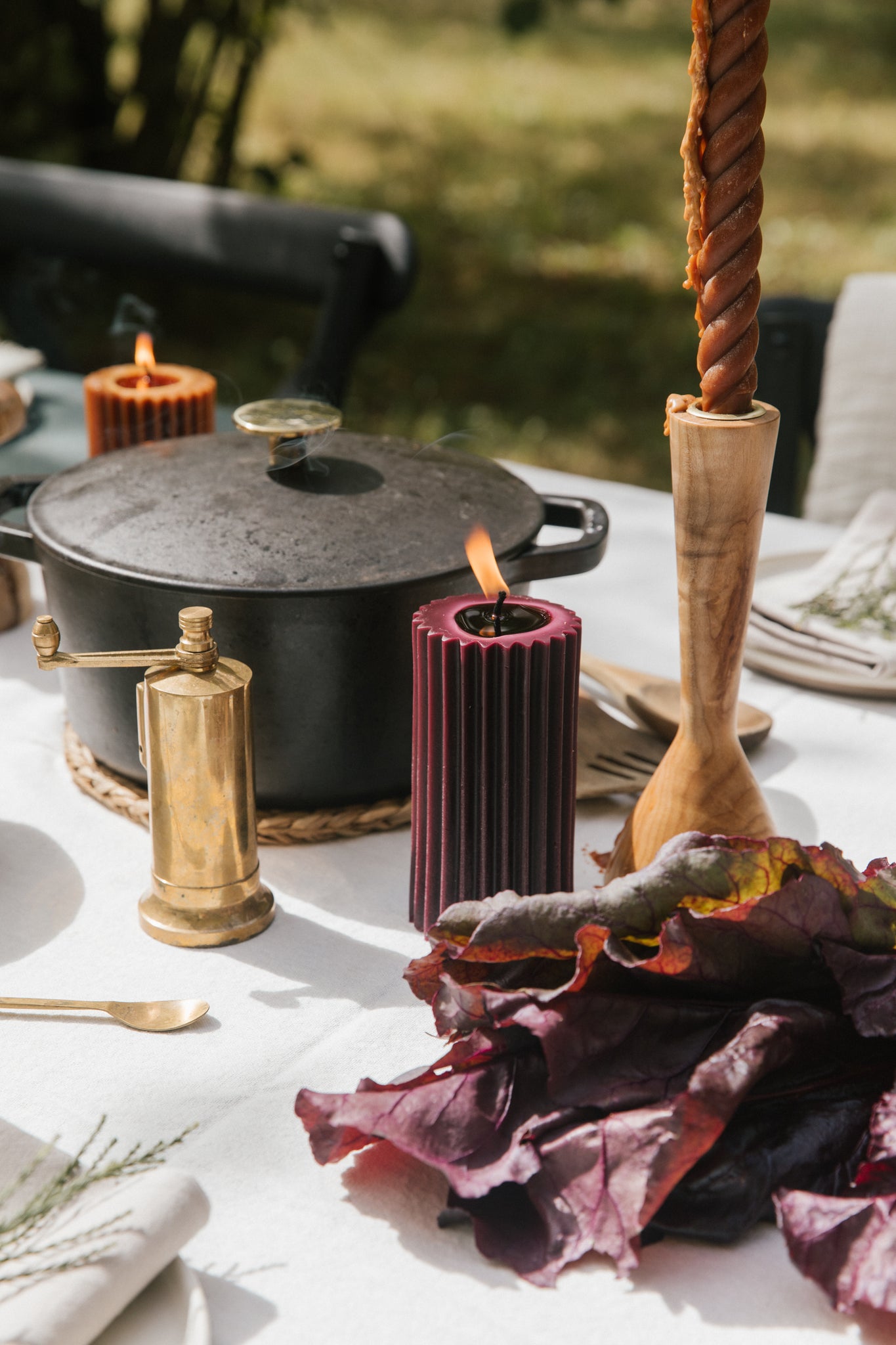 Oxblood - Beeswax Fluted Pillar Candle