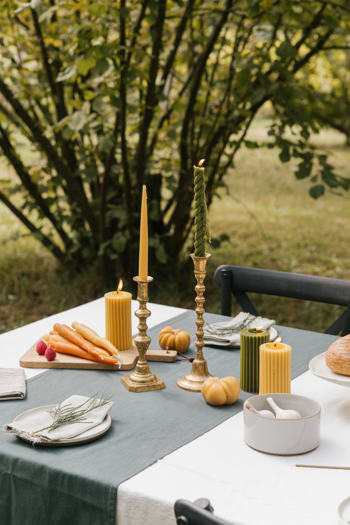 Sage Green - Beeswax Spiral Taper Candles