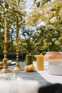 Natural - Beeswax Fluted Pillar Candle