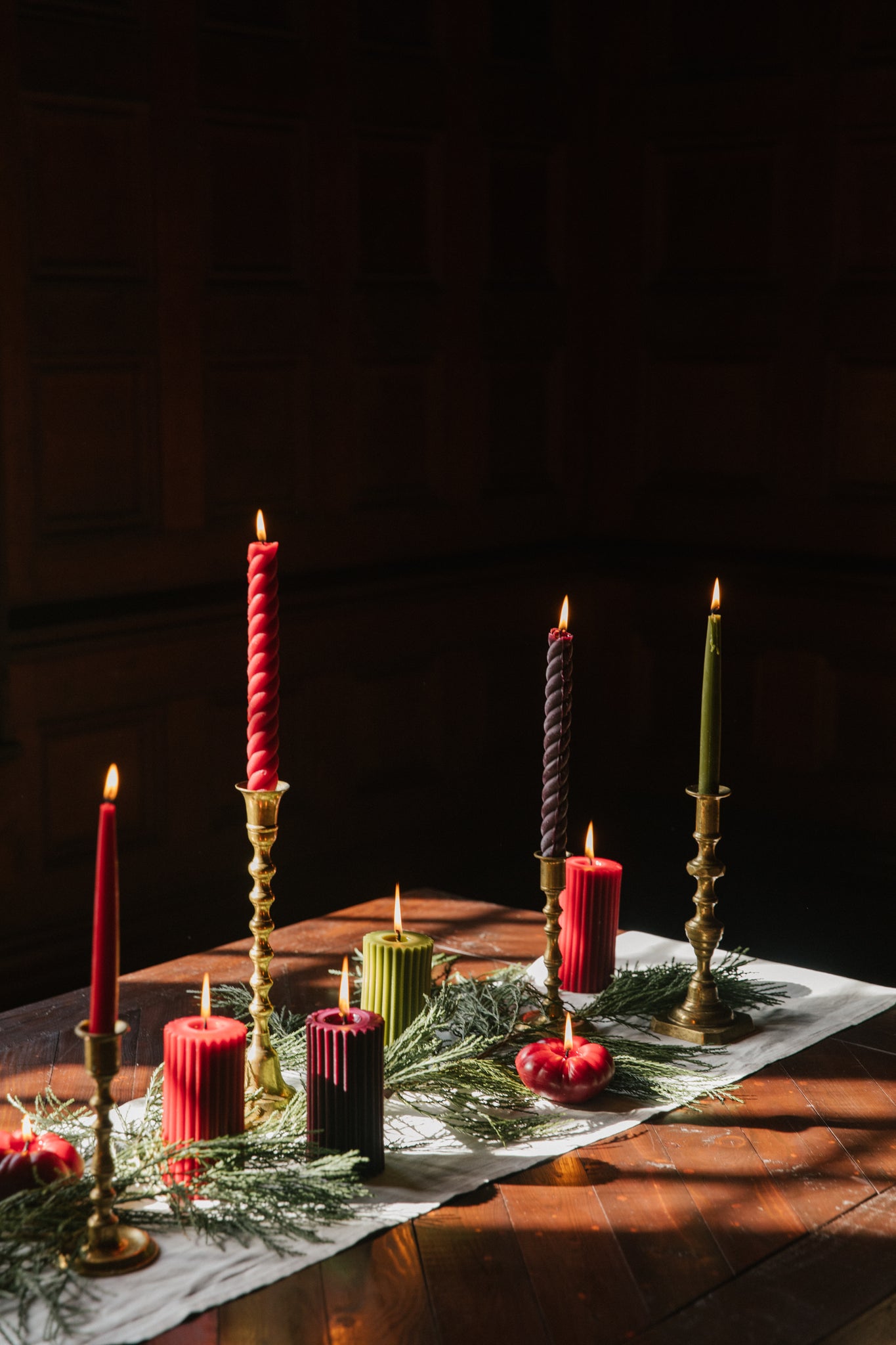 Cranberry - Beeswax Fluted Pillar Candle