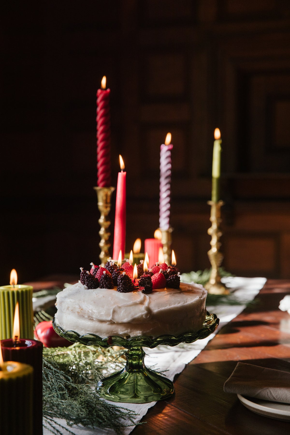 Cranberry - Beeswax Spiral Taper Candles
