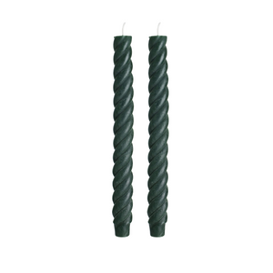 Forest Green - Beeswax Spiral Taper Candles