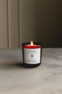 "Gather" scented candle from Crowfoot Collective Holiday Trio Box