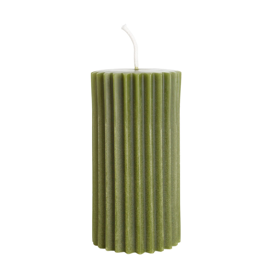 Sage Green - Beeswax Fluted Pillar Candle