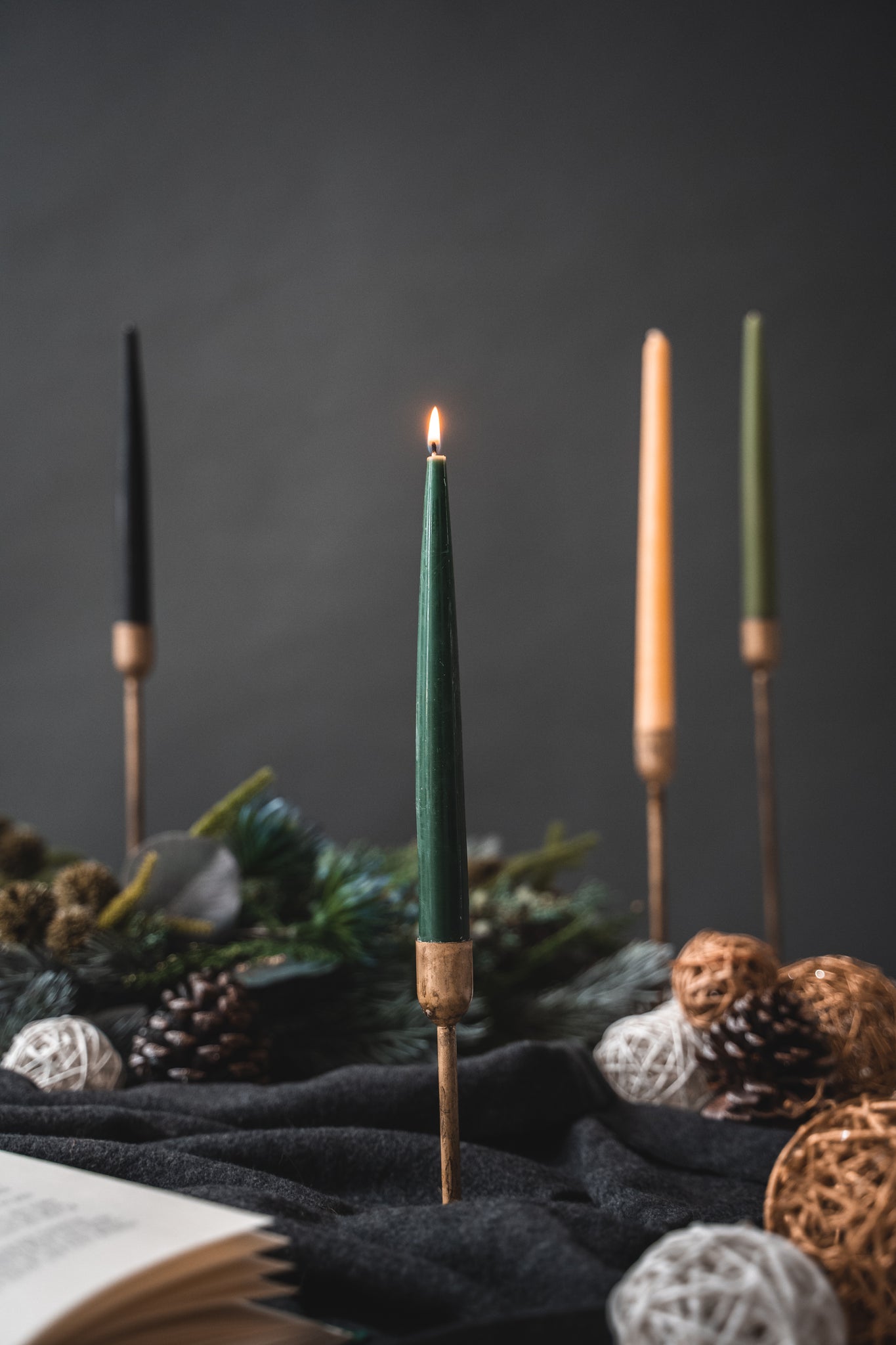 Forest Green - Beeswax Taper Candles