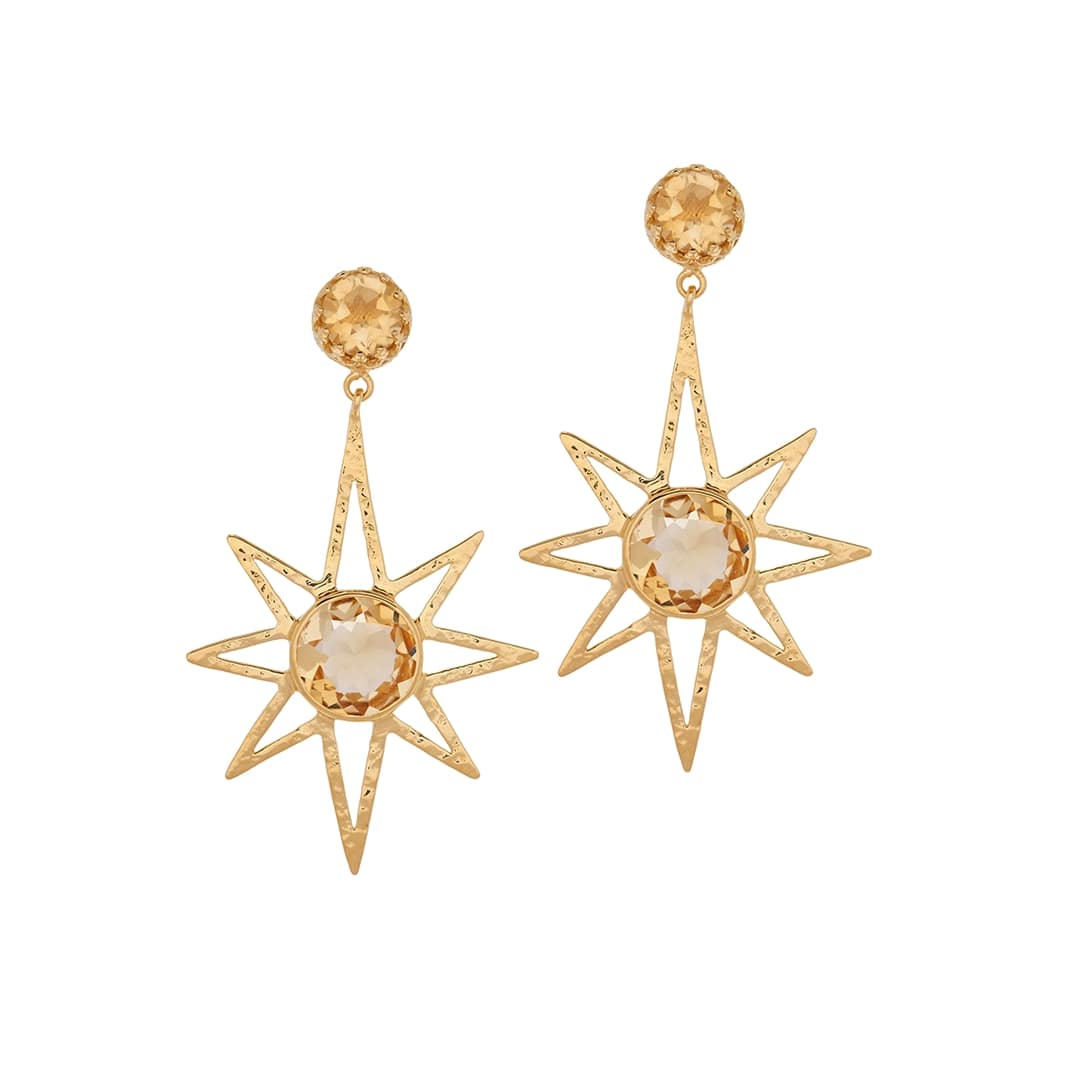 I P I S O  W A A H S A  (Morning Star) Drop Earrings - Citrine