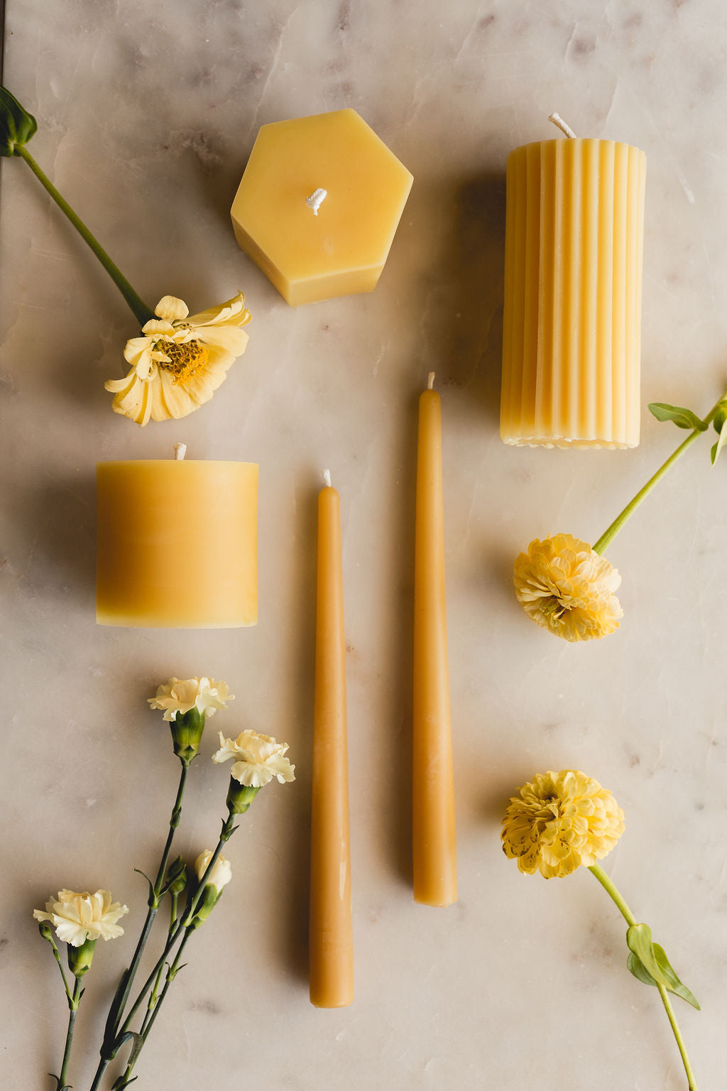 Natural - Beeswax Fluted Pillar Candle