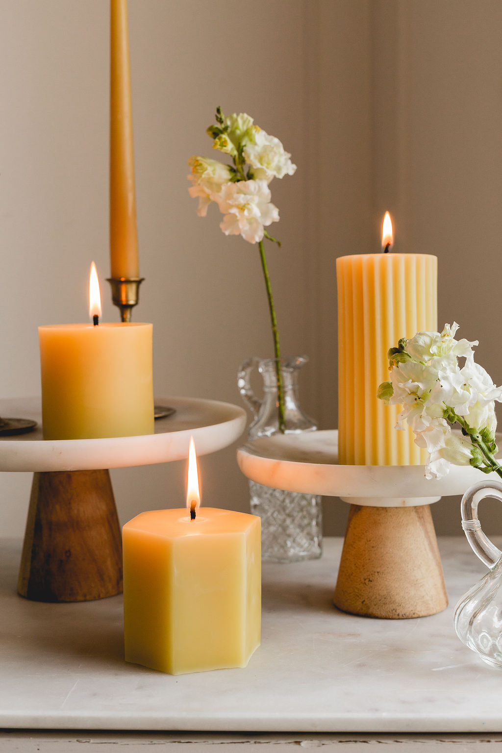 Natural - Beeswax Fluted Pillar Candle