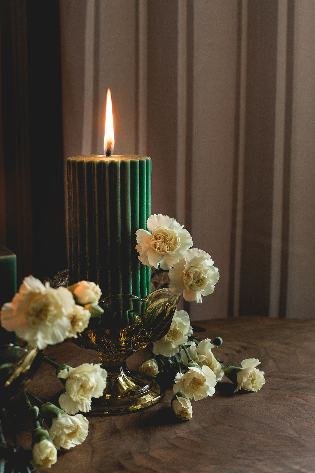 Forest Green - Beeswax Fluted Pillar Candle