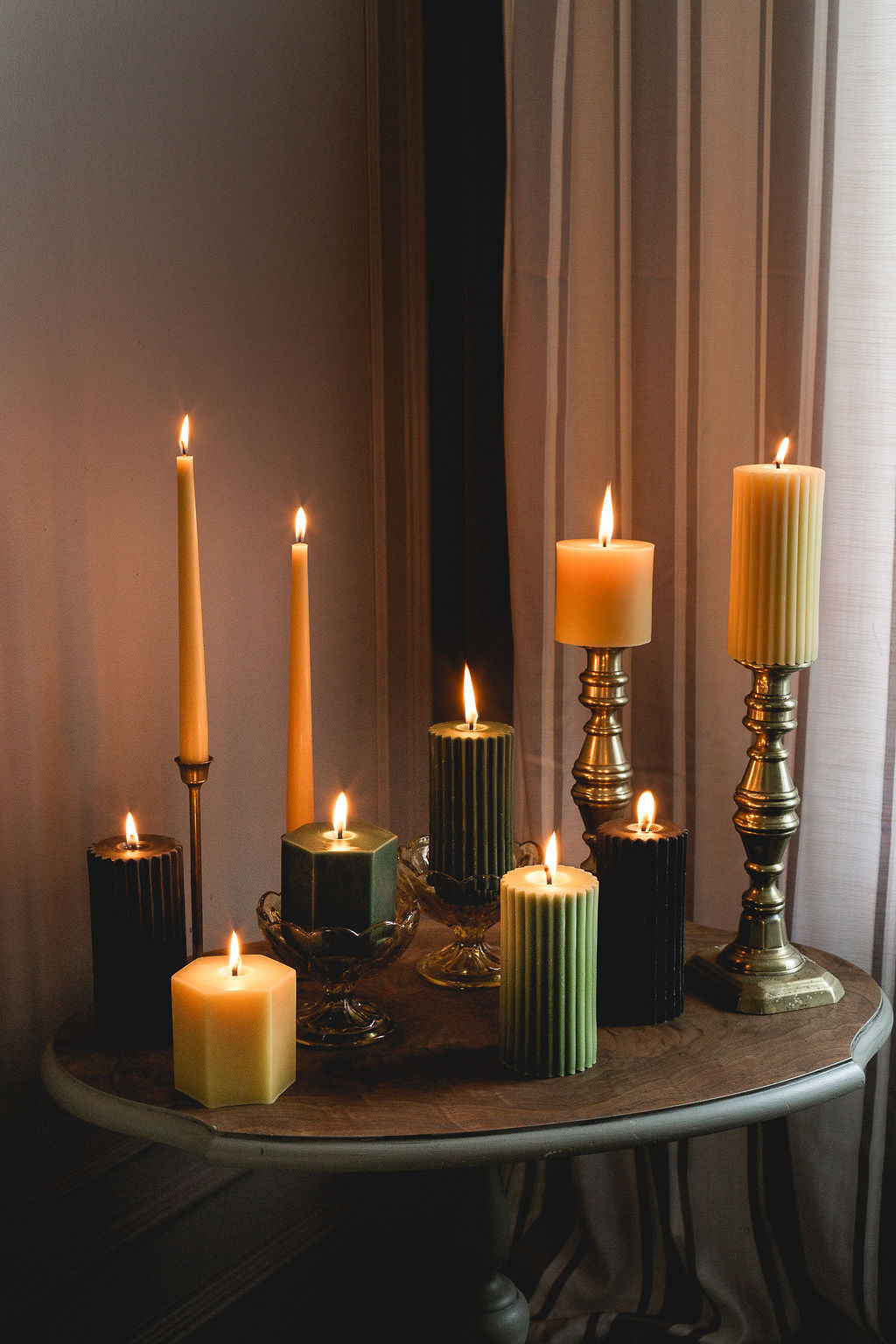 Night - Beeswax Fluted Pillar Candle