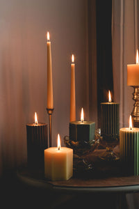 Forest Green - Beeswax Fluted Pillar Candle