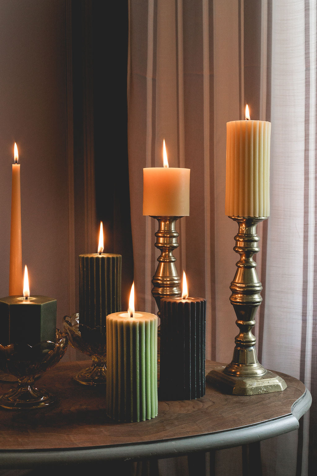 Natural - Beeswax Fluted Pillar Candle